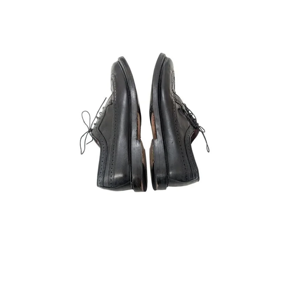 Brooks Brothers Mens Pebble Grain Leather Wingtip Brogue Derby‎ Black Size 12